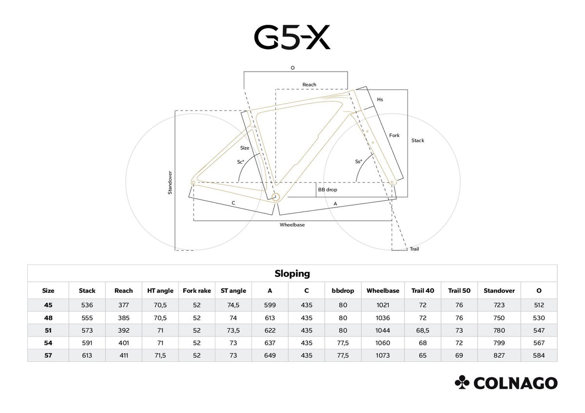 Colnago G5X Sizing & Geometry