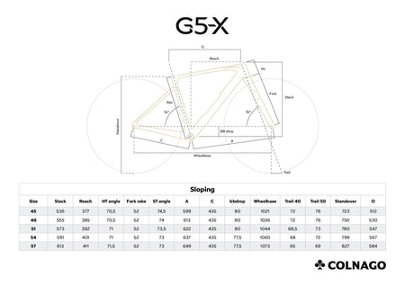 Colnago G5X Sizing & Geometry